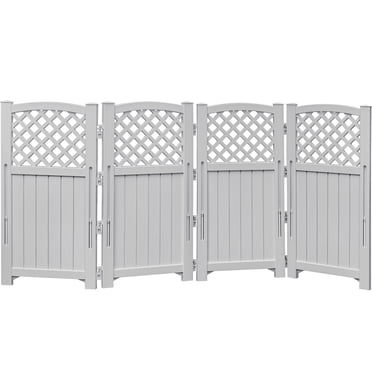 Homall Outdoor Patio 4 Panel Screen Enclosure,Plastic Privacy Screens, Air Conditioner Fence Panels, Trash Can Fence for Garden,Gray
