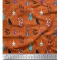 thumbnail image 1 of Soimoi Rayon Fabric Ghost,Skull & Witch Halloween Printed Fabric 1 Yard 56 Inch Wide, 1 of 3