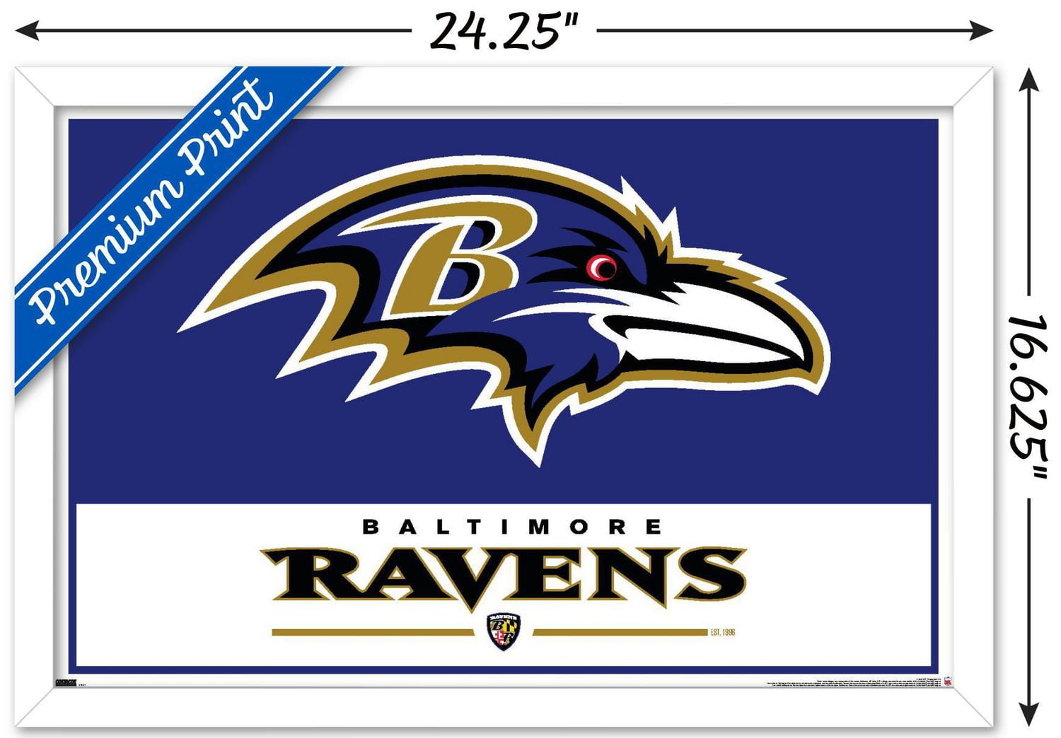NFL Baltimore Ravens - Logo 21 Wall Poster, 22.375" x 34" Framed