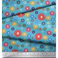 thumbnail image 3 of Soimoi Blue Moss Georgette Fabric Dots & Aster Floral Printed Fabric 1 Yard 42 Inch Wide, 3 of 3