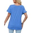 thumbnail image 3 of Avamo T-Shirts d'Été pour Femmes Col Ras du Cou T-shirt Manches Courtes T-shirt Chandail Confortable T-shirt de Travail Bleu m, 3 of 4