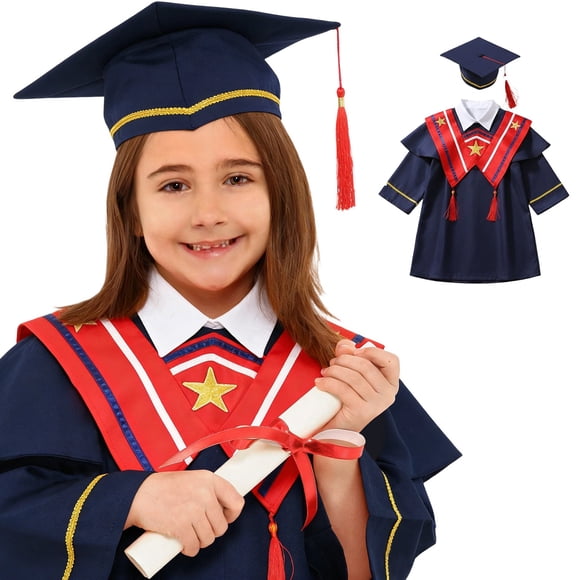 Gyexs 2026 Kindergarten Graduation Cap and Gown with Tassel for Unisex Toddler Preschool Kids Graduation Dress Navy, 4-5 Years