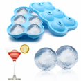 thumbnail image 1 of Blue Round Silicon Ice Cube Ball Maker Tray 6 Large Sphere Molds Bar, 1 of 6