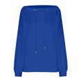 thumbnail image 4 of Women's Off Shoulder Sweatshirt Adjustable Drawstring Oversized Long Sleeve Shirt Pullover Basic Slouchy Clothes 2025, 4 of 5