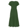 thumbnail image 3 of Ketyyh-chn99 Blouses pour Femmes Mode Chic Grande Taille Robe Soleil Robes pour Femmes Robe Droite Unie pour Vacances Robe à Enfiler Robe de Plage Vert,2TG, 3 of 4