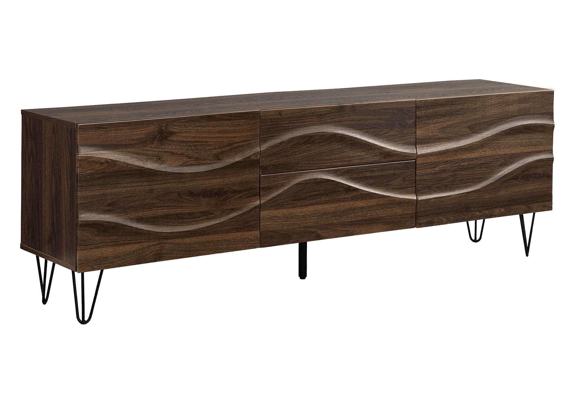 Monarch Specialties - Meuble Tv, 72 Pouces, Console, Centre De Divertissement Média, Armoire De Rangement, Tiroirs De Rangement, Chambre À Coucher, Salon, Stratifié Brun, Mid Century, Moderne