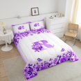 thumbnail image 4 of Erosebridal Ensembles de Literie Initiale Florale Double avec Couette, Insert de Couette Fleur Papillon, Déco de Chambre Ado, Réversible, 3 Pcs, 4 of 8
