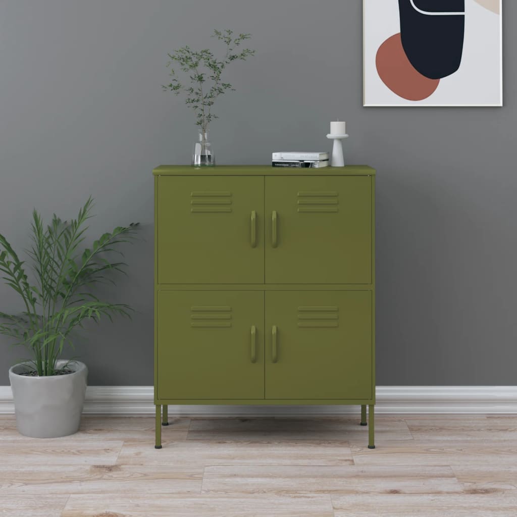 vidaXL Armoire de Rangement Vert Olive 80x35x101,5 cm Acier