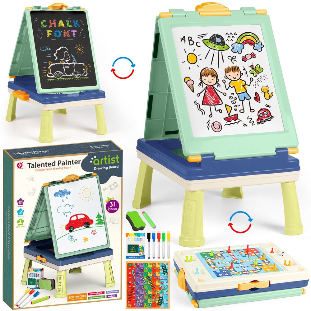 Chevalet Enfant Double Face Réglable 66-109 Cm – Tableau Blanc + Ardoise 360° Rotatif, Accessoires Lettres Chiffres Inclus Chevalet Double Face Hauteur Réglable Chevalet Enfant Double Face Réglable 66-109 Cm – Tableau Blanc + Ardoise 360° Rotatif, Accessoires Lettres Chiffres Inclus Chevalet Double Face Hauteur Réglable