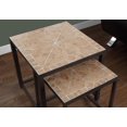 thumbnail image 3 of Monarch Specialties Nesting Table, Set Of 2, Side, End, Metal, Accent, Living Room, Bedroom, Brown Tile, Brown Metal, Transitional, 3 of 4