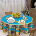 thumbnail image 4 of Blue Lemon Tablecloth Round 60 Inch Spring Summer Flower Table Cloth Wrinkle Resistant Boho Floral Farmhouse Table Cover Decorative for Home Kitchen Dining Indoor Ondoor Party Picnic, 4 of 4