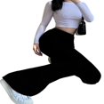 thumbnail image 3 of Pantalon Évasé Taille Haute Côtelé Uni pour Femmes Y2K Mode Urbaine, 3 of 3