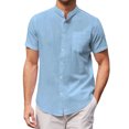thumbnail image 1 of TopLLC Polo pour Homme Chemise en Lin Décontractée Col Officier Manche Courte Chemise Boutonnée, 1 of 4