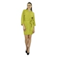 thumbnail image 1 of Bimba Peignoir Court Uni pour Femmes avec Ceinture, Modal Doux en Coton, Enveloppant, Rond, Uni, 1 of 6