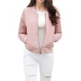 thumbnail image 4 of INSPIRE CHIC Vestes Matelassées pour Femmes Col Montant Fermeture Éclair Manches Raglan Blouson Bomber, 4 of 5