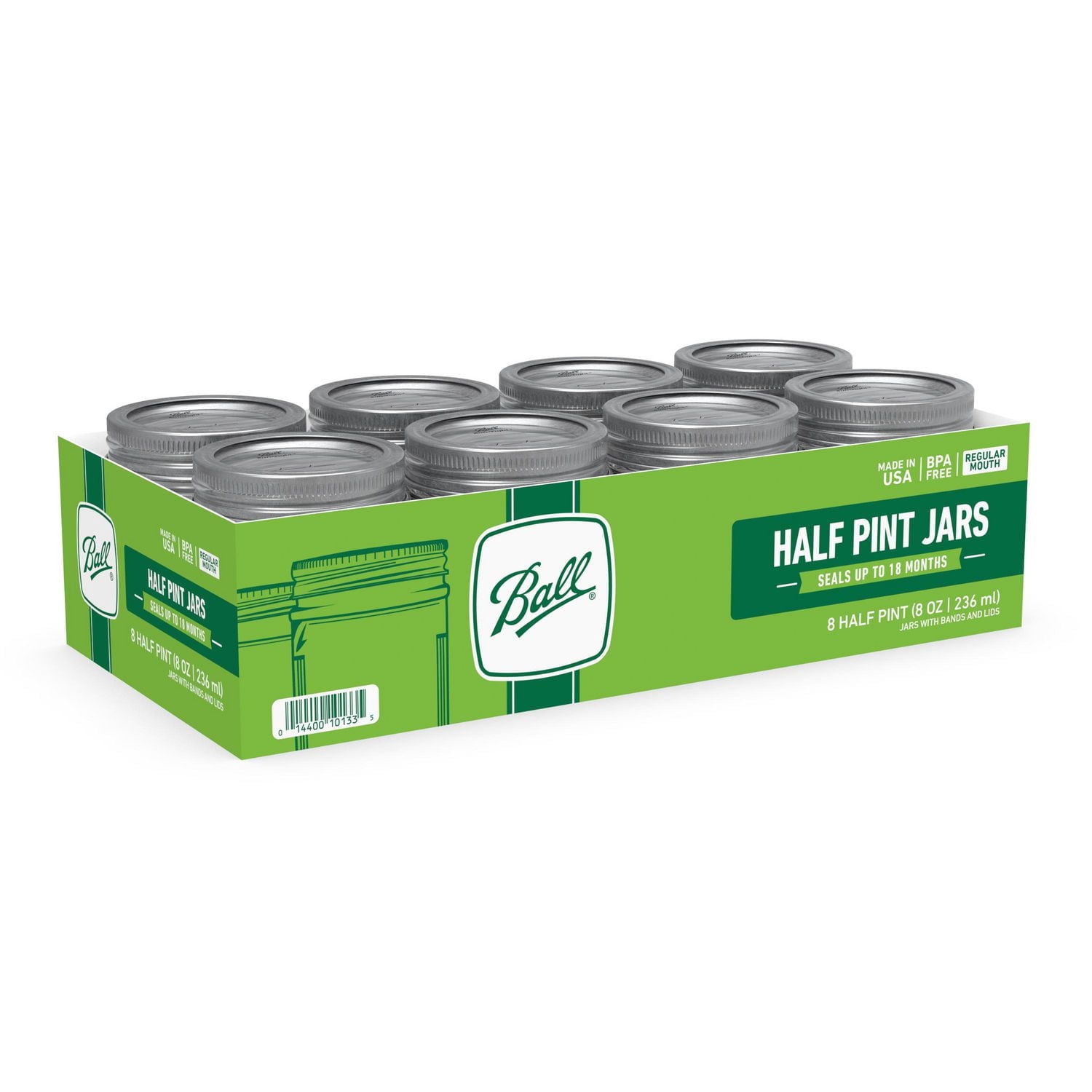 Bocaux Mason Ball avec couvercles et anneaux, ouverture régulière, 236 ml