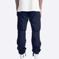 thumbnail image 4 of CHOK Men Flap Pocket Drawstring Elastic Waist Cargo Pants Straight-Fit Casual Pants Solid Trousers Relaxed Plus Size Long Pant, 4 of 9