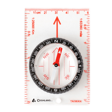 Boussole cartographique légère Coghlan's – lunette tournante durable et marquages faciles à lire pour la randonnée et le camping