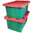 thumbnail image 1 of HOMZ Durabilt 15 Gallon Heavy-Duty Holiday Storage Tote, Green/Red (2 Pack), 1 of 9
