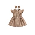 thumbnail image 1 of Honganda Girl Round Neck Dress, Children Solid Color Fly Sleeve Skirt Hairpin, 1 of 9