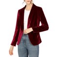 thumbnail image 1 of INSPIRE CHIC Blazer en Velours pour Femme, Couleur Unie, Col Châle, un Bouton, Veston de Travail, m Rouge Vin, 1 of 7