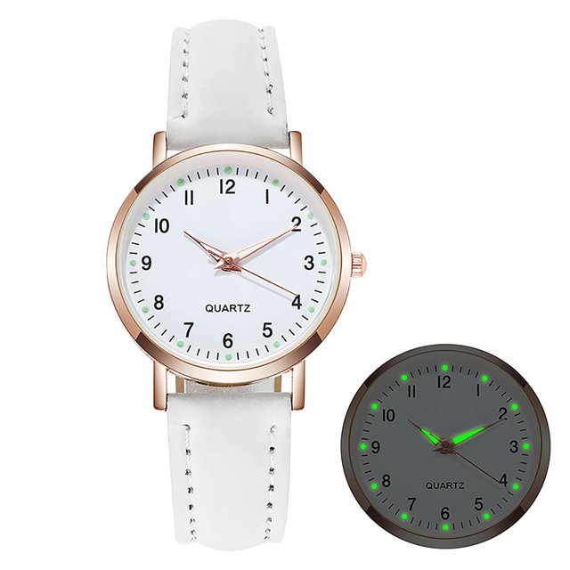 TopLLC Ear Stud Ladies Diamond-Studded Luminous Retro Female Watch Belt Quartz Watch Female Watch
