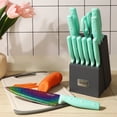 thumbnail image 3 of Hecef Dishwasher Safe Knife Block Set, Rainbow Titanium Coated Kitchen Knives Set with Scissors, 3 of 10