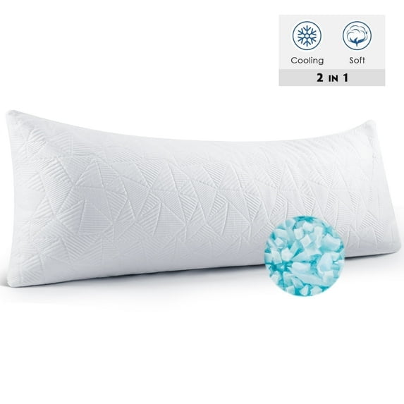 MOONORAH Oreiller Corporel, Mousse Mémoire Déchiquetée Douce et Rafraîchissante, Longs Oreillers Corporels pour Adultes Dormeurs Latéraux, 2 en 1 Grands Oreillers de Lit Complets pour Dormir - 20x54 Pouces, Blanc
