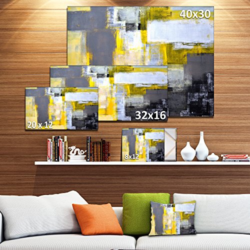 Tableau à toile imprimée Design Art Gris et jaune abstrait flou