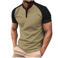 thumbnail image 1 of Kaemgyyd Men's Casual Henley Shirts Stylish Color Block Short Sleeve Summer Tops Lightweight Button Crew Neck Pullover Basic Tees, 1 of 6