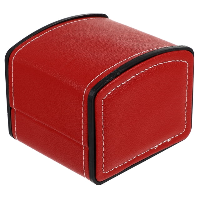 MIANGASTORE Single Watch Box Watch Box Holder Organizer PU Square Box Wristwatch Display Case Travel Watch Case for Men, Red