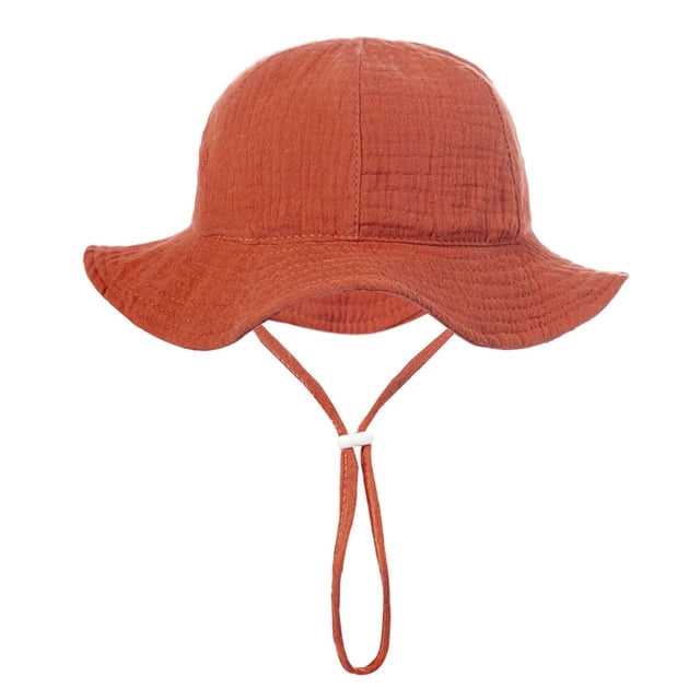 Besolor Infant Toddler Baby Sun Hat Adjustable Sun Protection Cotton Bucket Hat Wide Brim Summer Beach Caps