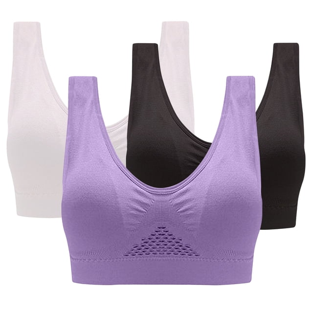 AherBiu 3pc Plus Size Sports Bras for Women High Support Wireless Workout Bras Full Coverage Push up Yoga Running Bralettes