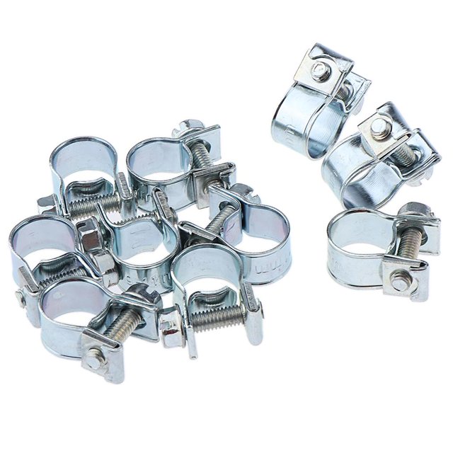 10pcs Hose Clamps Fuel Line Clips Clamp for Petrol Pipe Ø 9 - 11mm