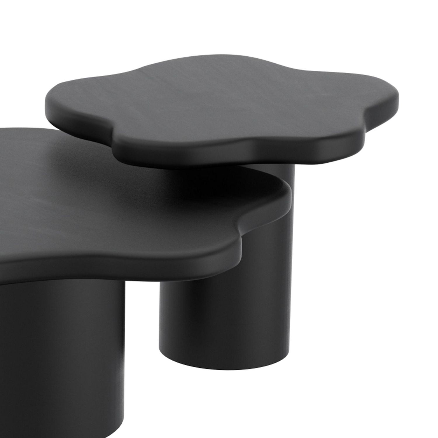 Mid-Century Modern Solid Mango Wood Small Coffee Table - Black