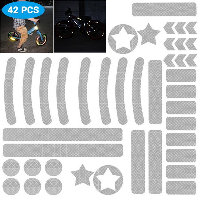 maskred 42pcs Bike Reflective Stickers Motorcycle Reflector Cycling Warning Reflector Cycling Decal Tape White