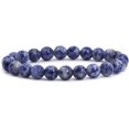 thumbnail image 1 of Bracelet Extensible Unisexe en Perles Rondes de 8 mm avec Pierre Précieuse Jaspe à Taches Bleues Naturelles 7 Pouces, 1 of 2