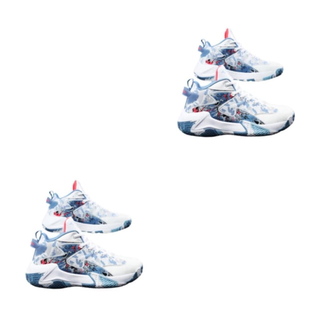 QualitChoice Chaussures de Basketball pour Homme Respirantes à Amorti Espadrilles Couple Professionnelles Extérieur Résistantes à l'Usure Sport Gym Course Blanc Bleu 41 2 Pcs