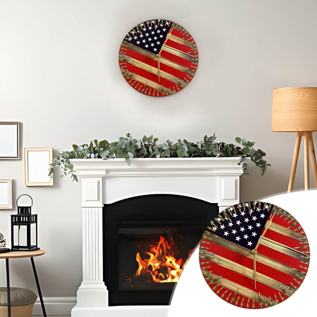 QTOCIO Flag Clock Wooden Handicrafts Flag Hand Made Bullets Clock Decoration Pendant Clock Pendant