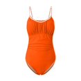 thumbnail image 4 of Huesdet Women One Piece Swimsuits Tummy Control Cutout Bathing Suits Ruched V Neck Twist Front Swimwear[Orange,L], 4 of 5