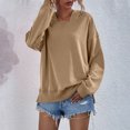 thumbnail image 2 of IROINID T-Shirt à Manches Longues en Polyester Réduit pour Femmes, Quotidien, Couleur Unie, Chandail à Capuchon, Chandails, Hauts, Blouse, Chandail à Capuchon Ample, Kaki, 2 of 9