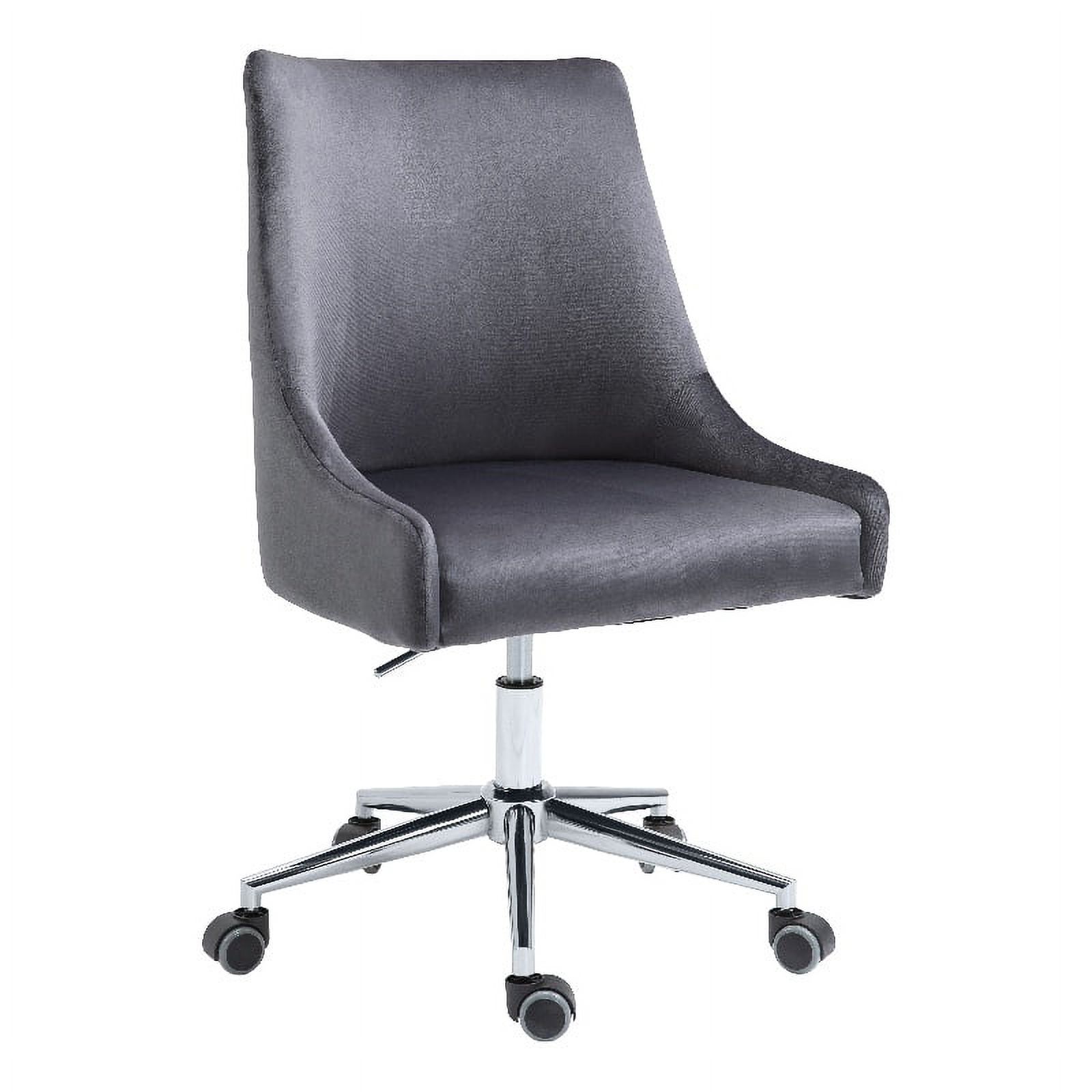 Meridian Furniture Karina Fauteuil de Bureau Pivotant Réglable en Velours Gris et Chrome
