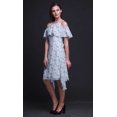 thumbnail image 4 of Bimba Robe à Volants Imprimée Florale Bleue pour Femmes Épaules Dénudées - Grande, 4 of 6