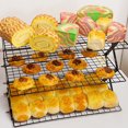 thumbnail image 4 of Leojiow 3 Tier Collapsible Rack With Adjustable 3 Setting Rack For Cookies Baking Camping Barbecues Parties，Kitchenware Supplies For Cake ，Outdoor Picnic Supplies 40Cmx28Cmx25Cm Rack, 4 of 5
