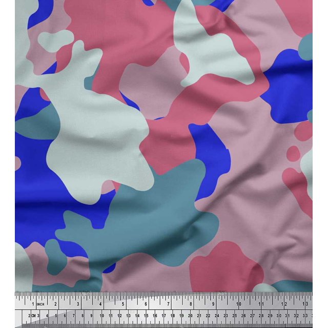 Soimoi polyester Crepe Fabric Multicolor Camouflage Fabric Prints By Yard 42 Inch Wide