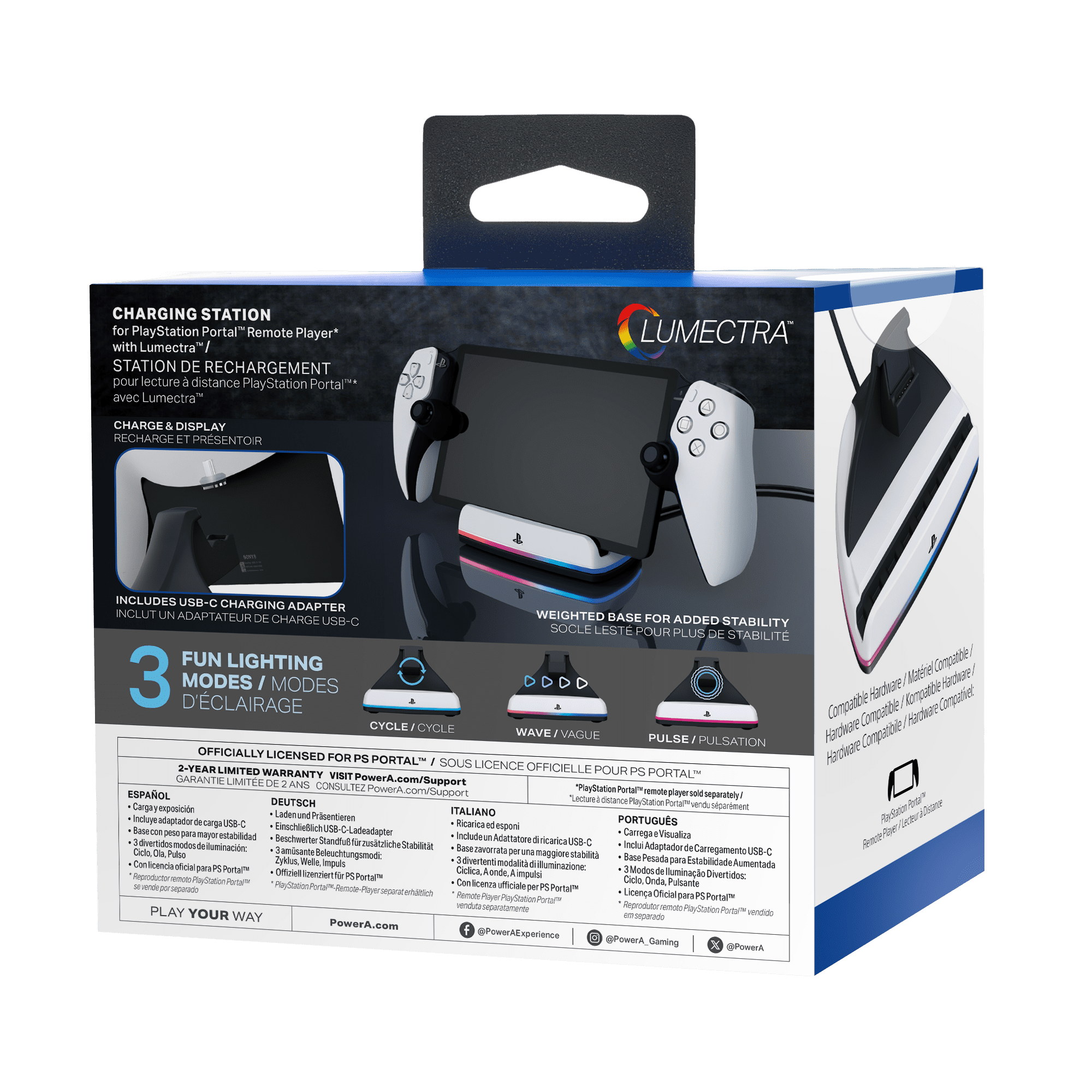 Station de rechargement PowerA pour le lecteur à distance PlayStation PortalMC avec LumectraMC