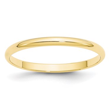 10KY 2mm LTW Half Round Band Size 7 Size 7
