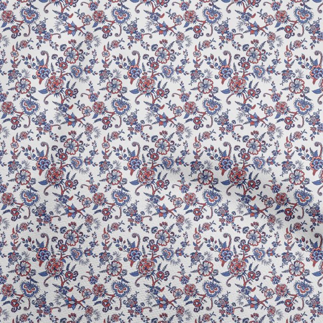 oneOone Polyester Spandex White Fabric Asian Japanese Floral Sewing Craft Projects Fabric Prints By Yard 56 Inch Wide