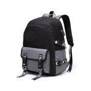 School Backpack with USB Charger College Work Tablet Storage Secondary School Backpacks Bag Travel Camping Casual Water Bottle Daypack for Girls Boys Black