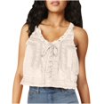 thumbnail image 1 of Timegard Tank Top for Women Lace U Neck Drawstring Sleeveless Ruched Button Summer Fashion Casual Tee, 1 of 5